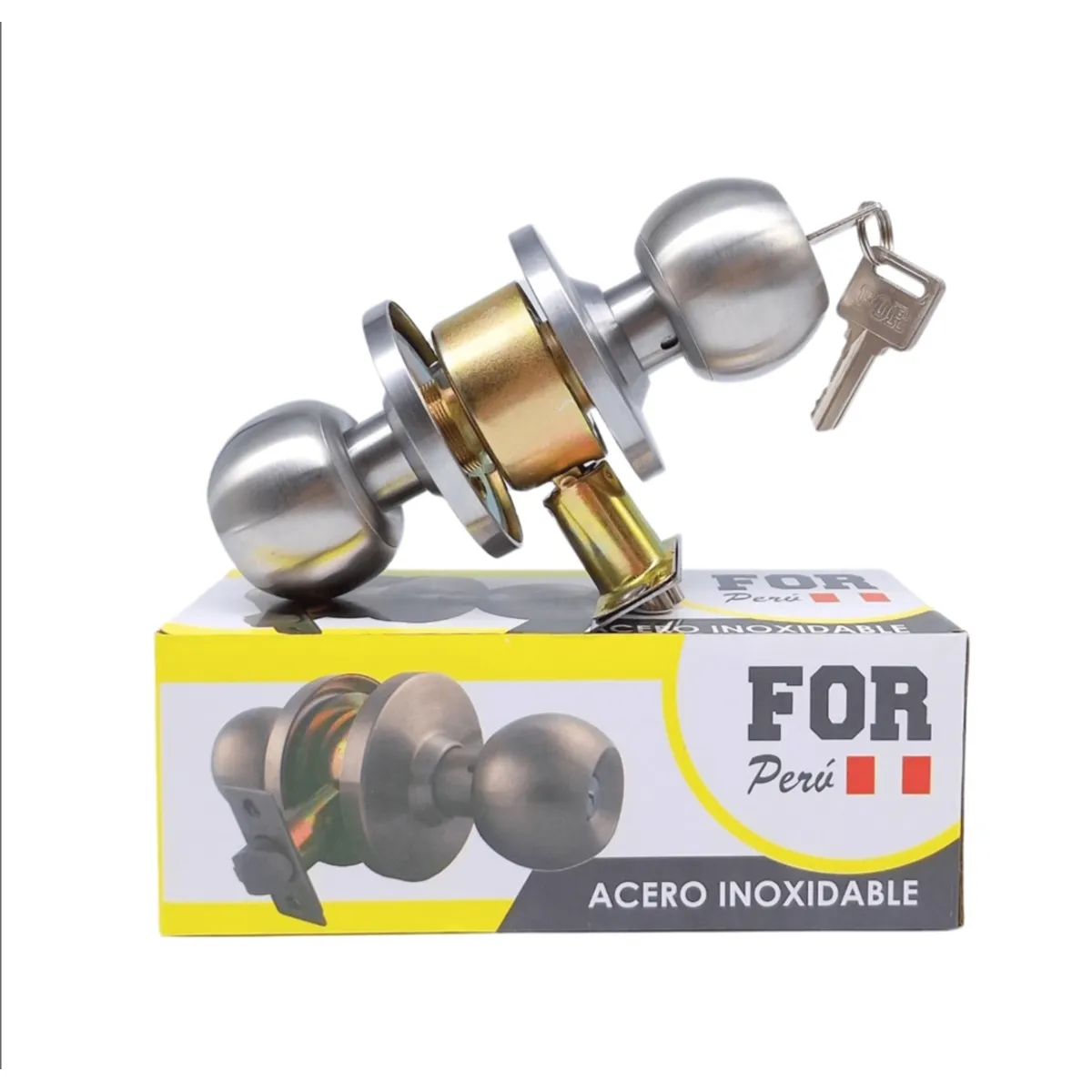 GENERICO - CERRADURA POMO ACERO INOXIDABLE FOR SEMIPESADA