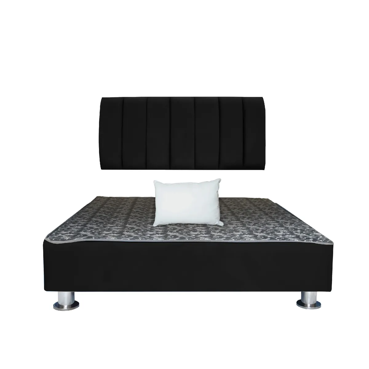 MUEBLES MACRUMO - Cama tapizada Aurea + almohada - 2Plz - Color Negro