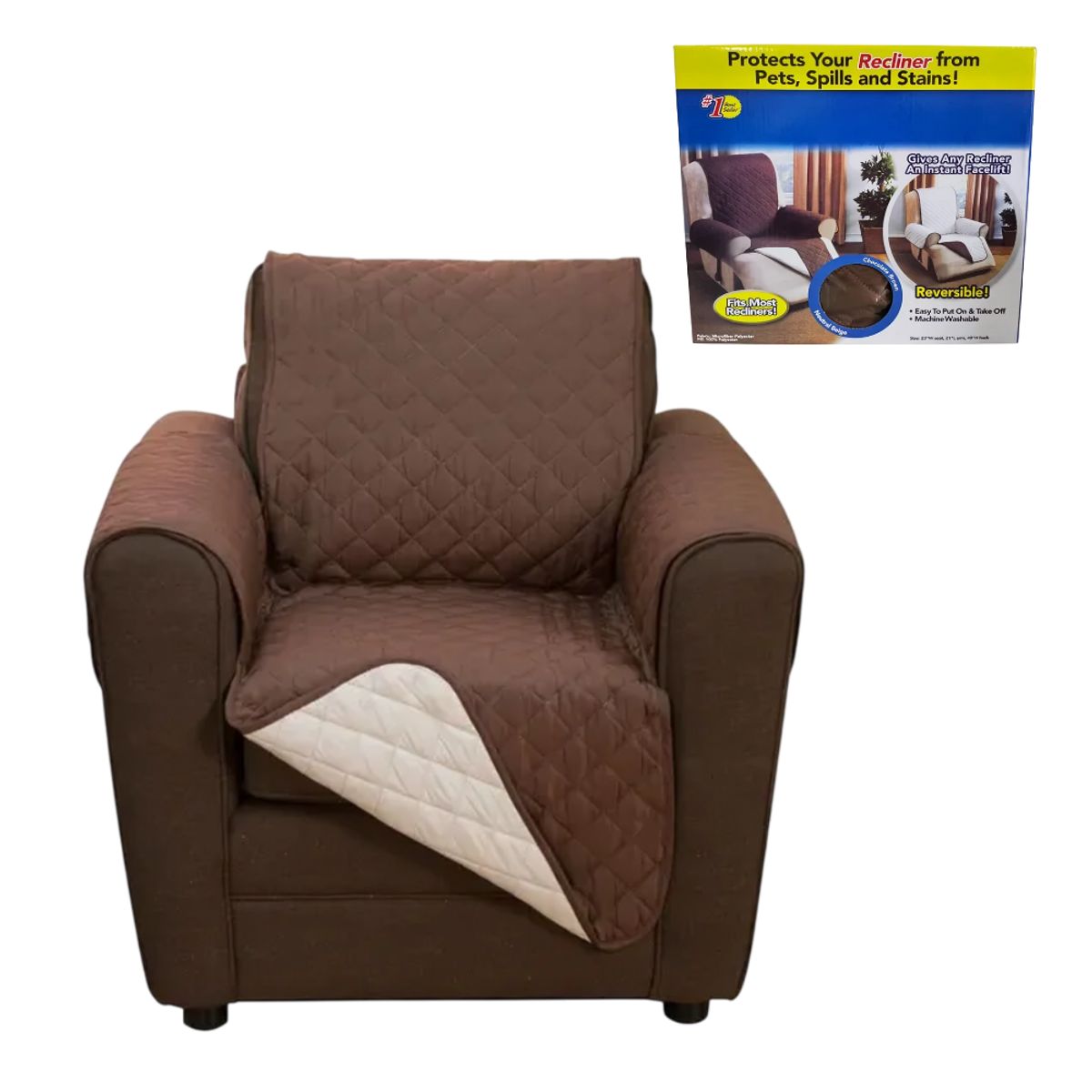 GENERICO - Funda Protectora Reversible Para Sofá 1 Cuerpo Color Marrón