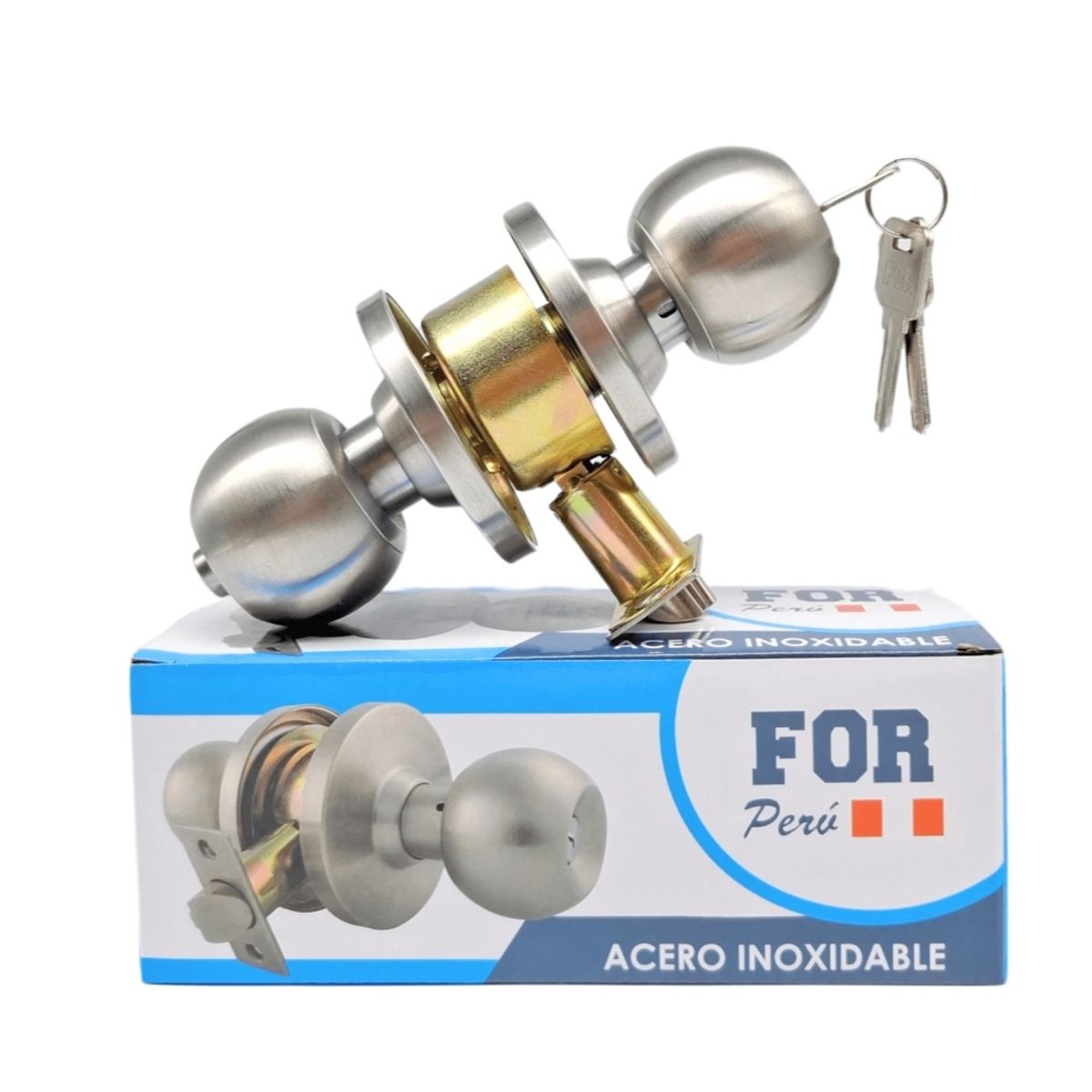 GENERICO - CERRADURA POMO ACERO INOXIDABLE FOR SEMIPESADA