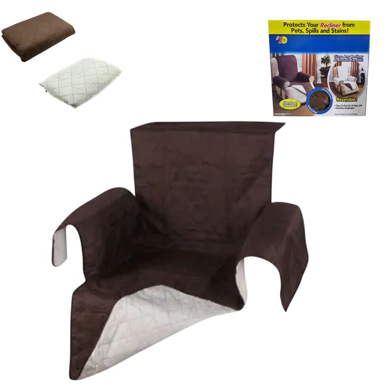 GENERICO - Protector Funda para Sillón Individual Reversible Marrón y Crema