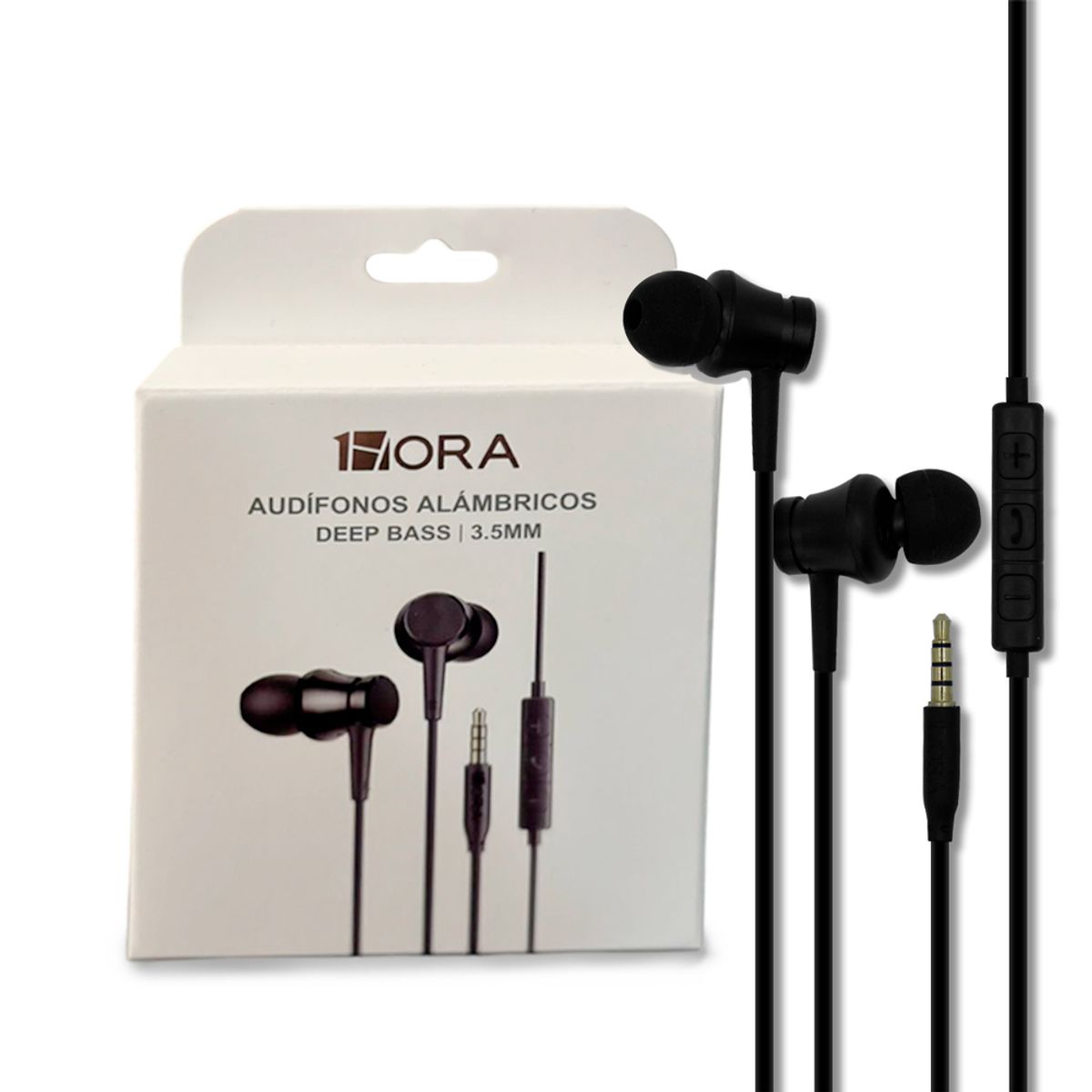 GENERICO - Audifonos con Cable 1HORA Handsfree Negro 3.5 mm