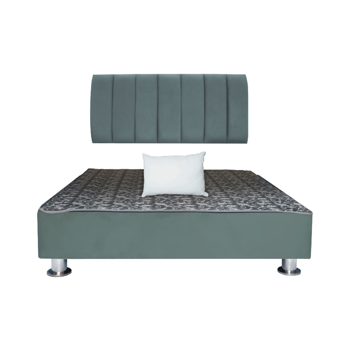 MUEBLES MACRUMO - Cama tapizada Aurea + almohada - Queen - Color Gris oscuro