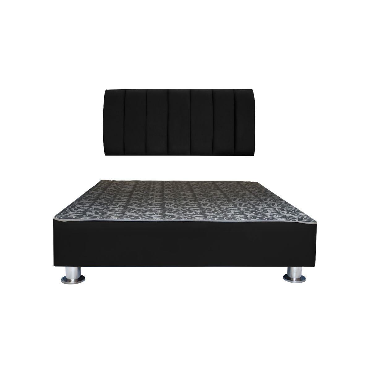 MUEBLES MACRUMO - Cama tapizada Aurea + almohada - Queen - Color Negro