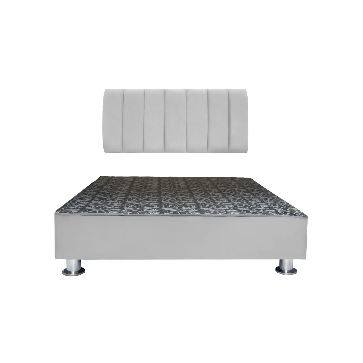 MUEBLES MACRUMO - Cama tapizada Aurea + almohada - King 2 tarimas - Color Gris claro