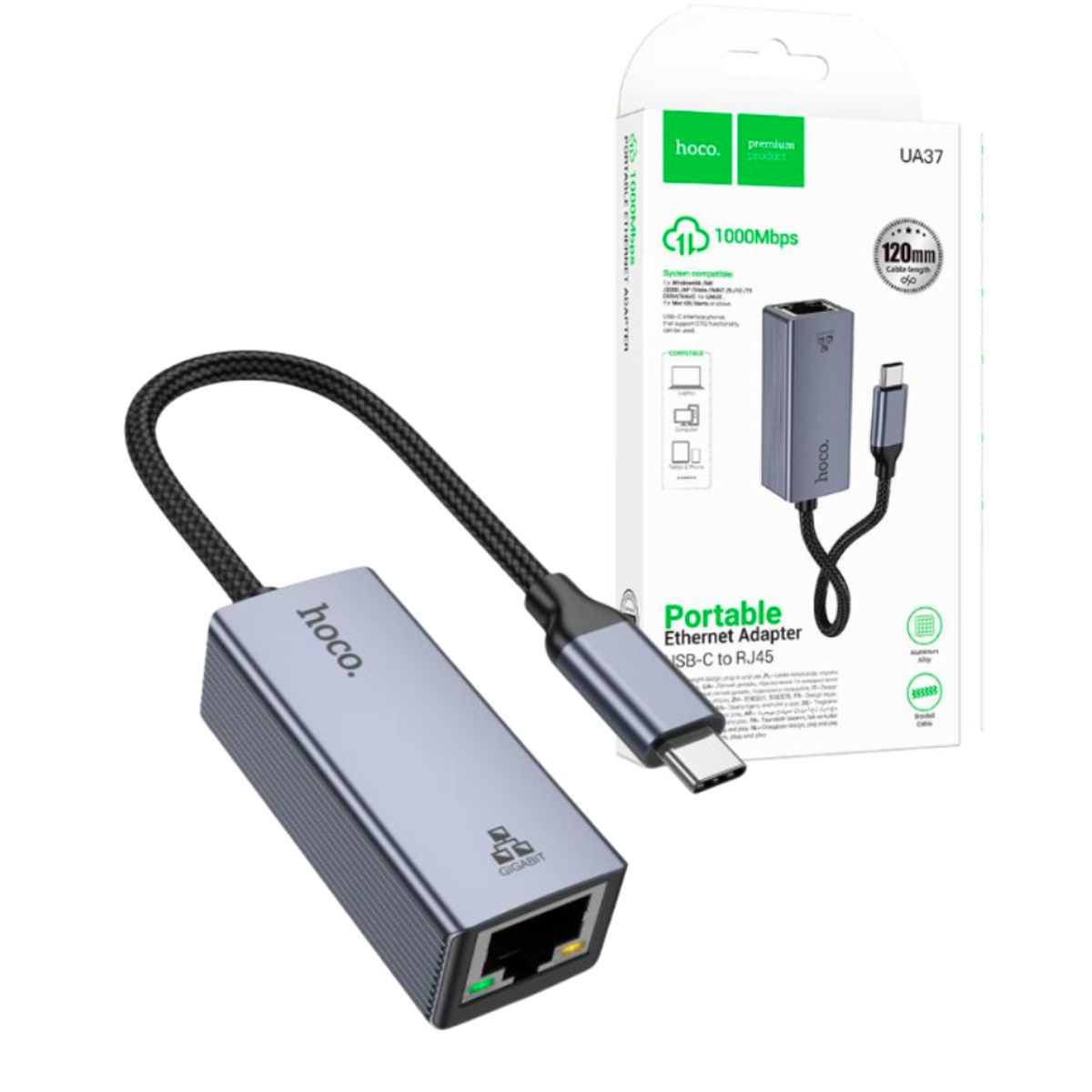 HOCO - Adaptador Hoco Red Ethernet RJ45 a Tipo C Para Macbook Laptop