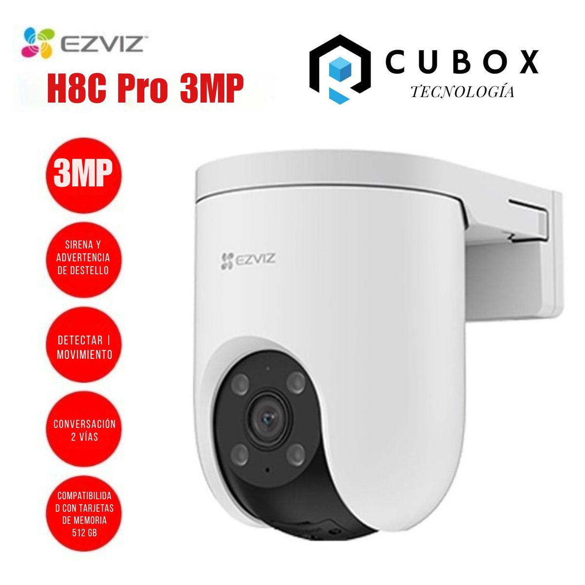 EZVIZ - Cámara WiFi EZVIZ H8c Pro 2K 3MP Full Color