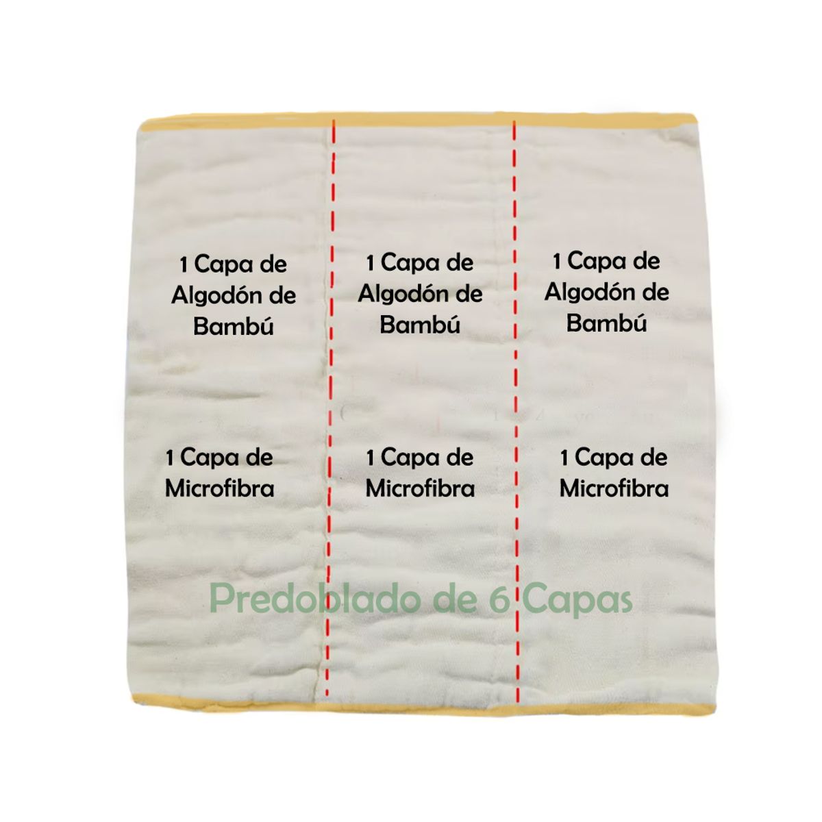 GENERICO - Inserto Predoblado Algodón de Bambú Pañal de Tela x 6 Unid