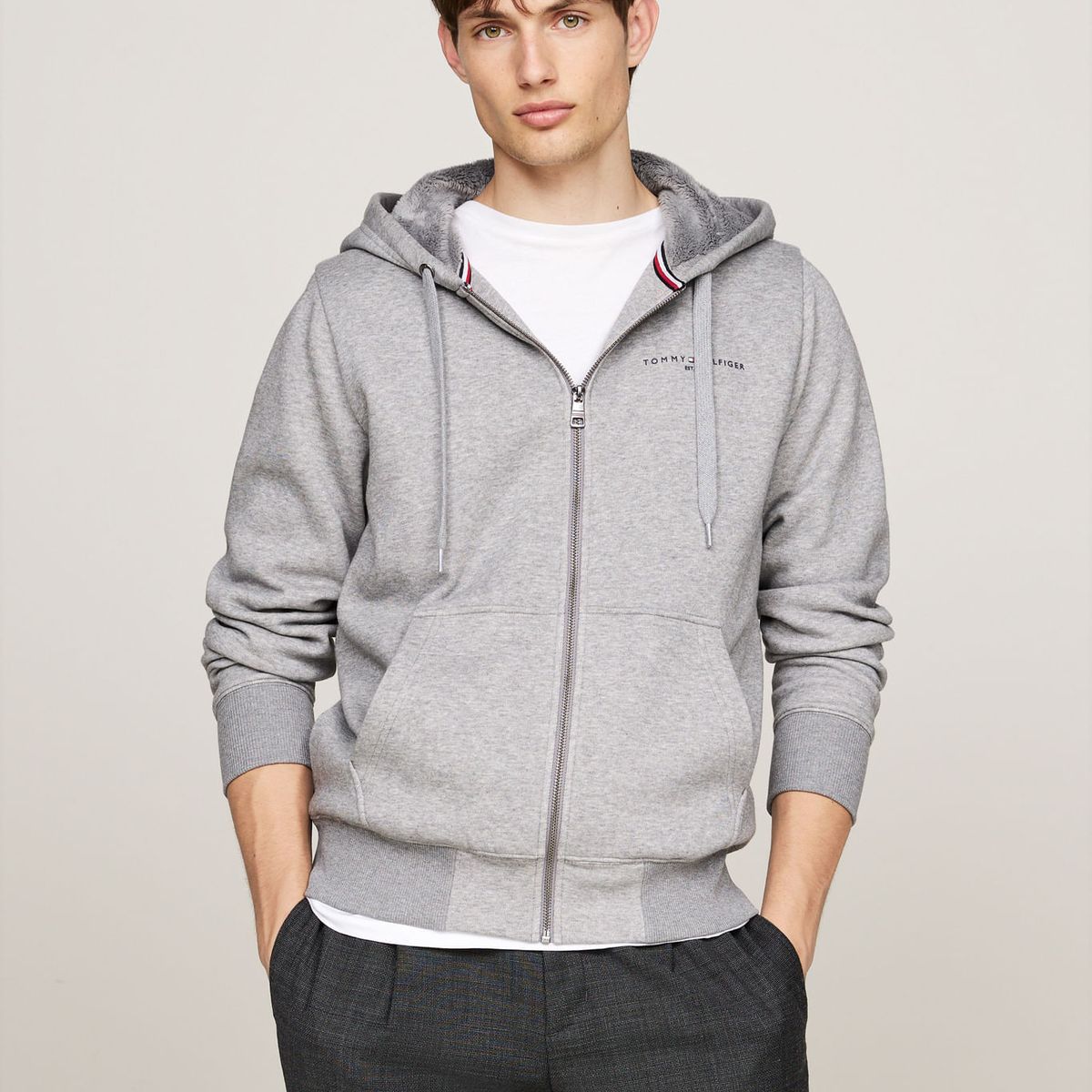 TOMMY HILFIGER - SWEATSHIRT TOMMY LOGO FUR LINED HOODY