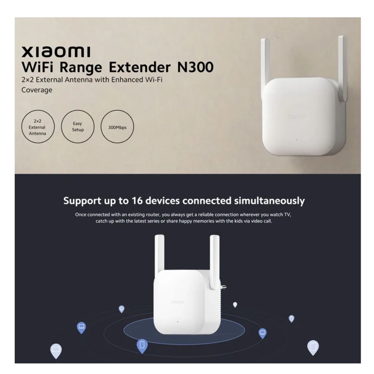 XIAOMI - Repetidor Xiaomi Mi WiFi Amplificador Original 2GHz 300Mbps