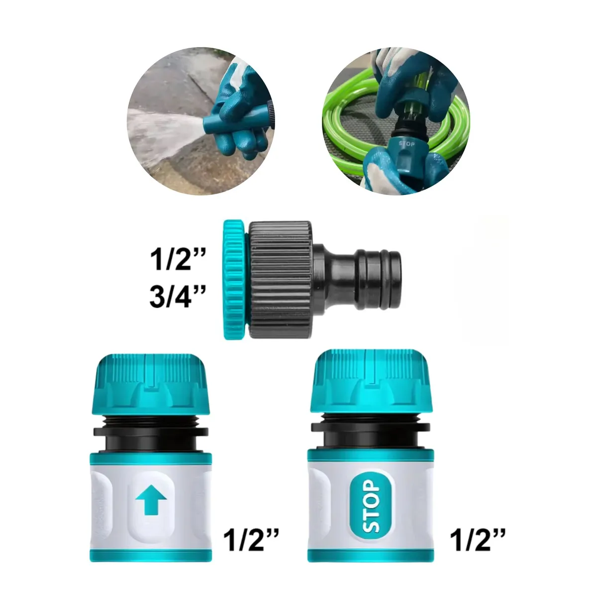 TOTAL TOOLS - conectores rápido para hidrolavadora,  manguera de riego conector click