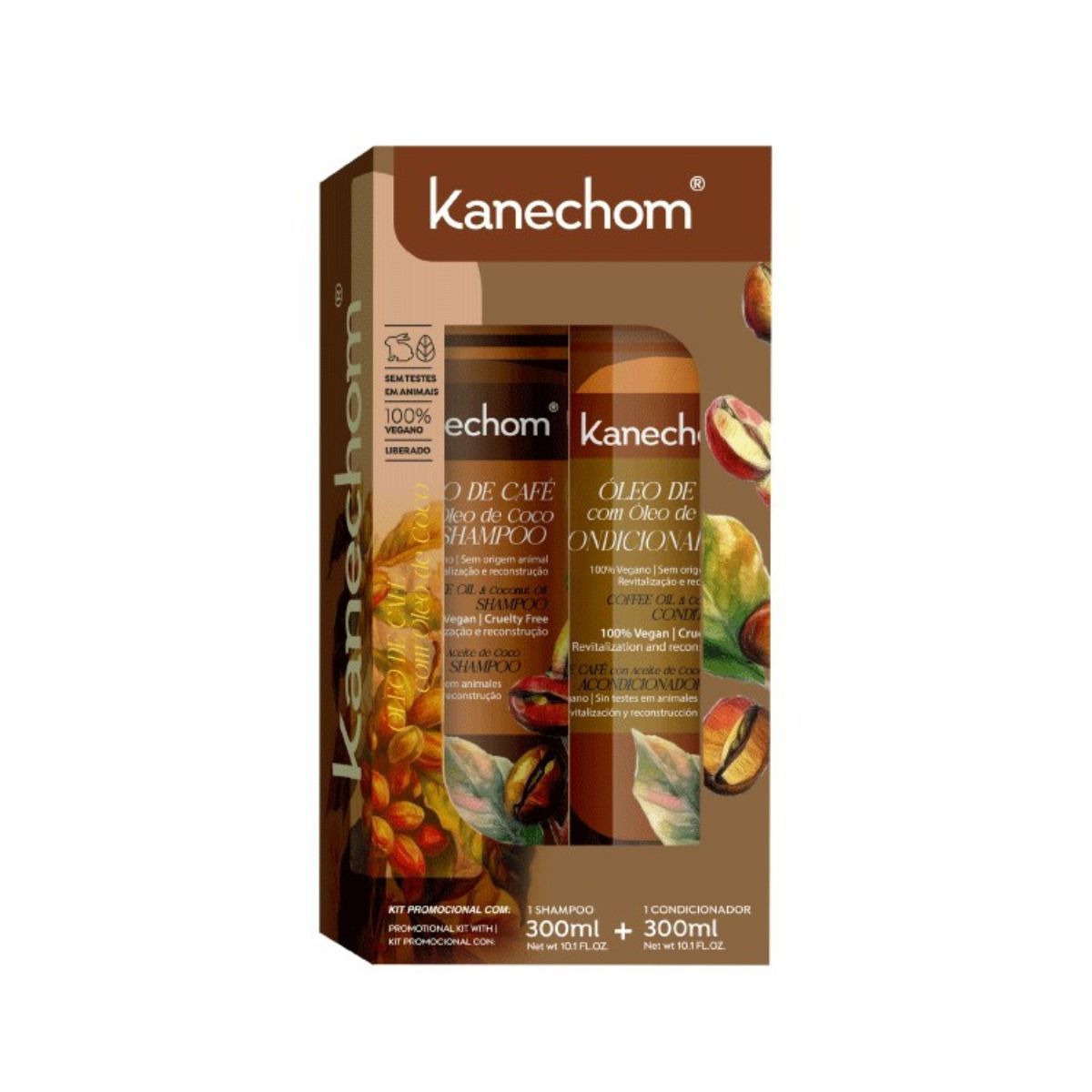 KANECHOM - Shampoo Acondicionador Óleo Café com Óleo Coco Kanechom 300ml Duo Pack