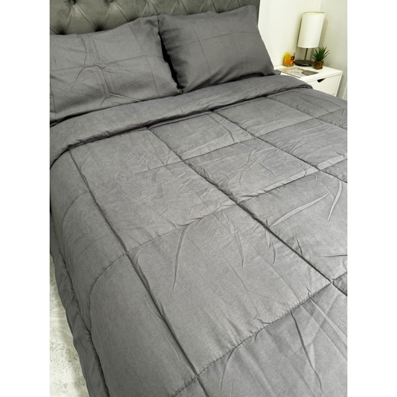 CASATEX - EDREDON LISO ACOLCHADO + JUEGO DE SÁBANAS 3000 HILOS