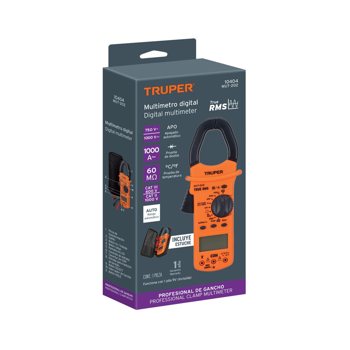 TRUPER - Pinza Amperimetrica Truper Mut-202 cod 10404