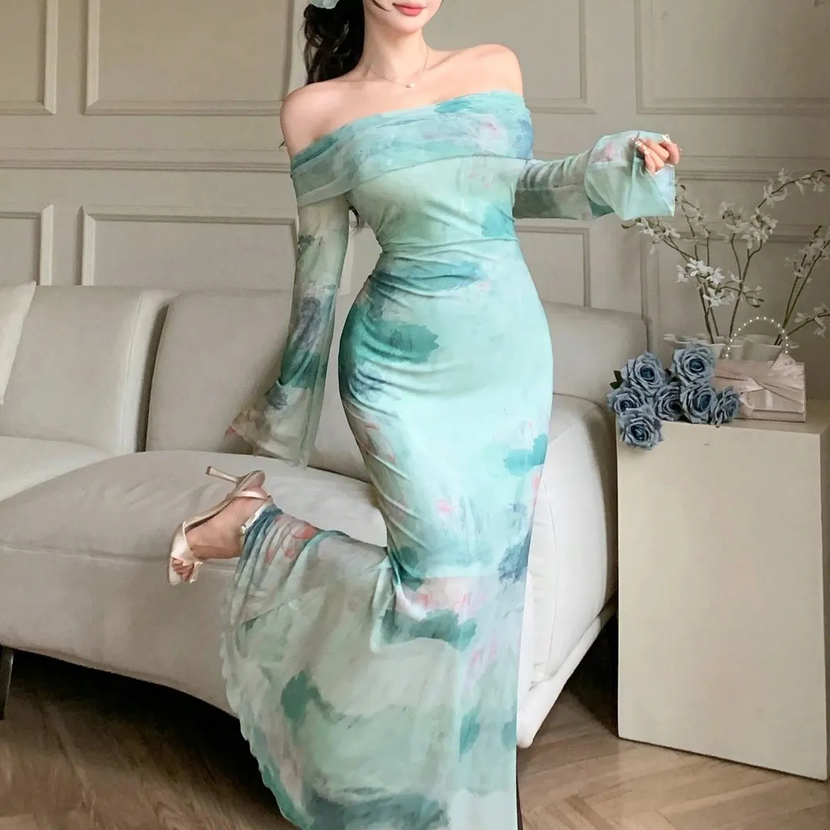 GENERICO - VESTIDO LOLITAS VERDE FLOREADO COQUETTE SIRENA