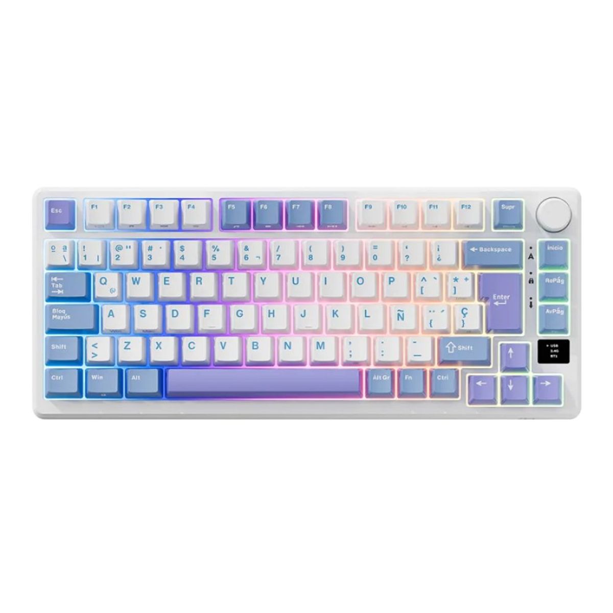 ROYAL KLUDGE - Royal Kludge - Teclado M75 Wireless 75% Taro Milk Switch K Silver