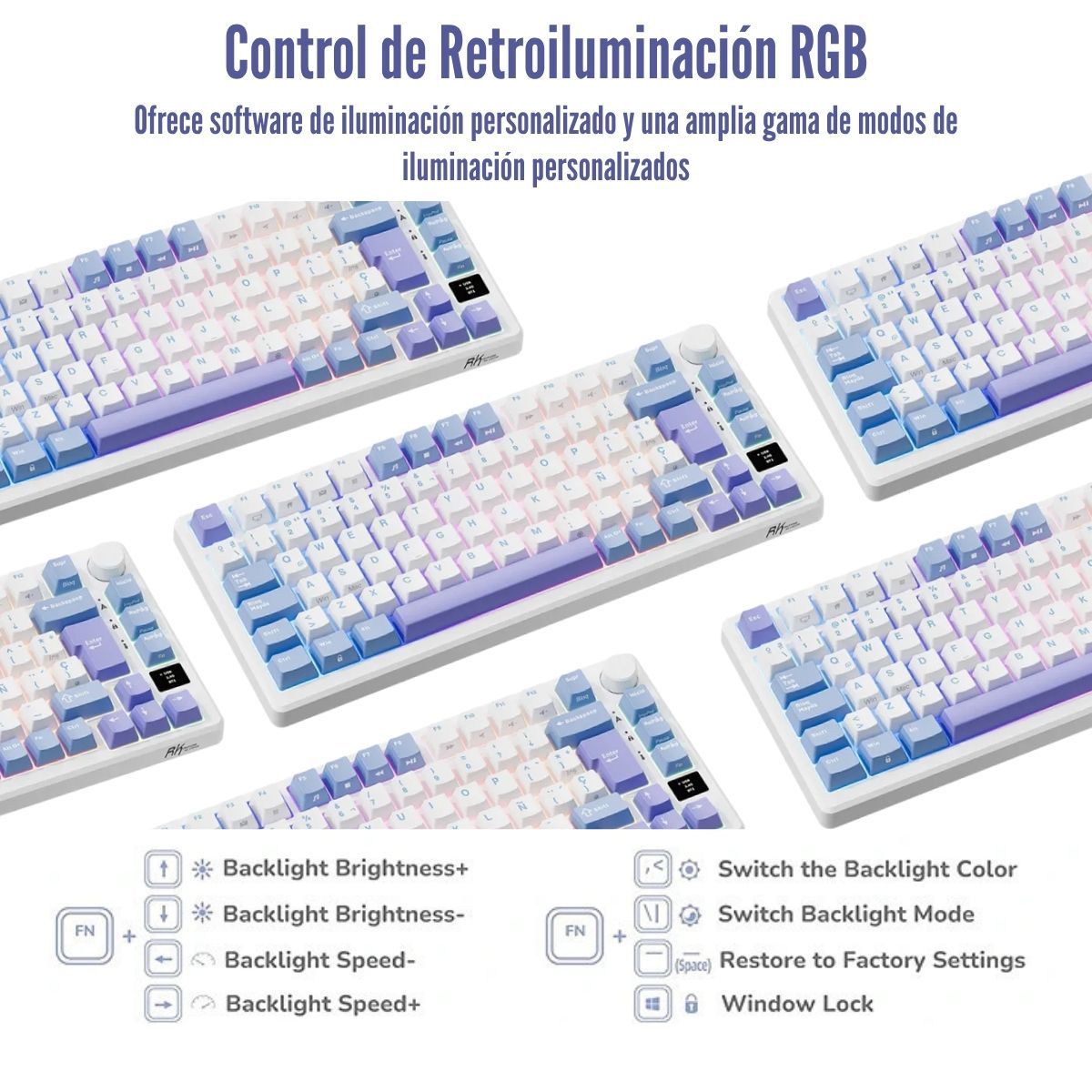 ROYAL KLUDGE - Royal Kludge - Teclado M75 Wireless 75% Taro Milk Switch K Silver