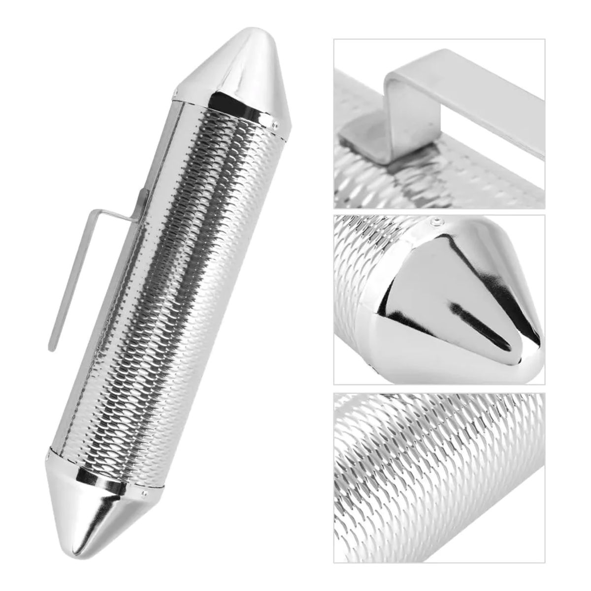 GENERICO - Güiro de Metal Acero Inoxidable - 10x3 Pulgadas