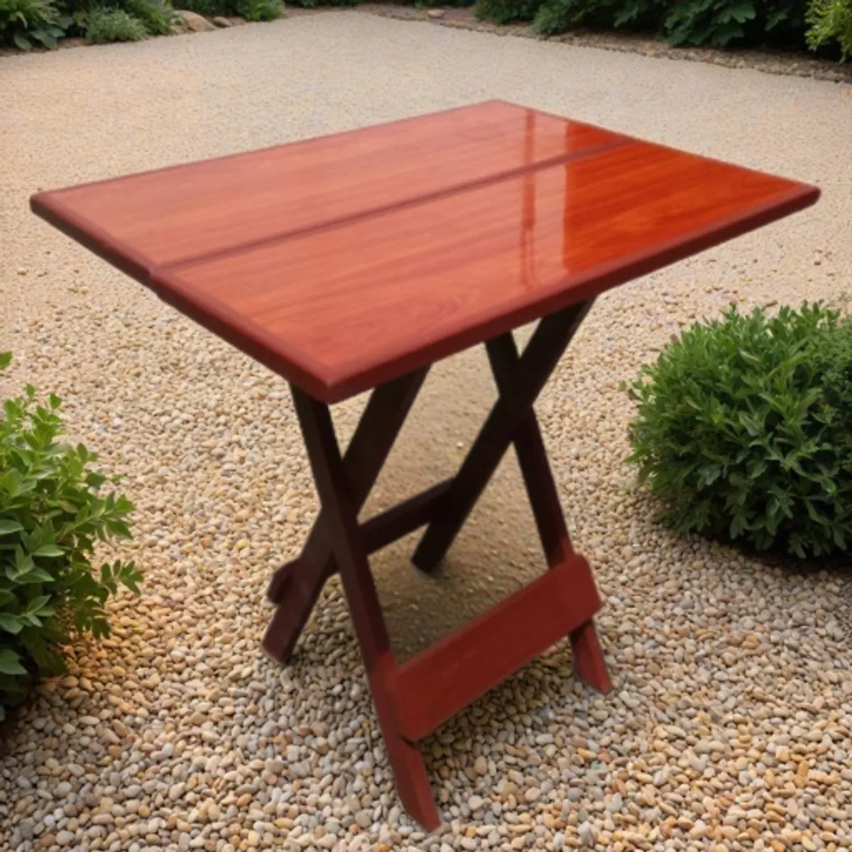 START FG - Mesa plegable Rectangular en Madera Rojo mermelada