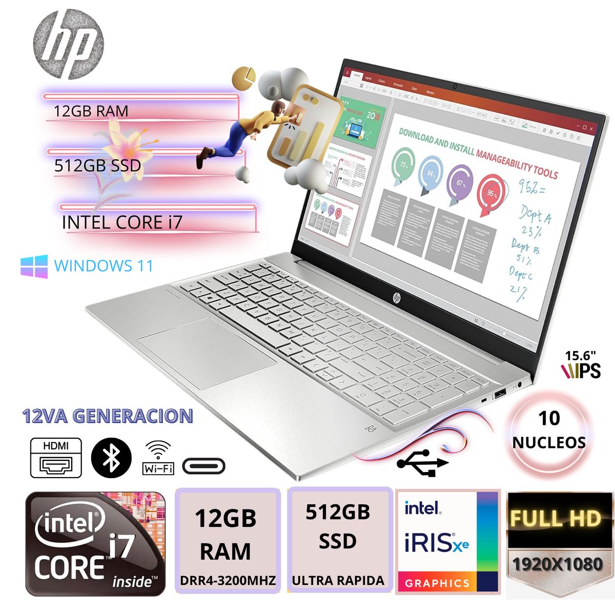 HP - Laptop HP Pavilion 15-EG2506LA Intel Core i7-1255U 12GB RAM 512GB SSD 156 FHD Plateado