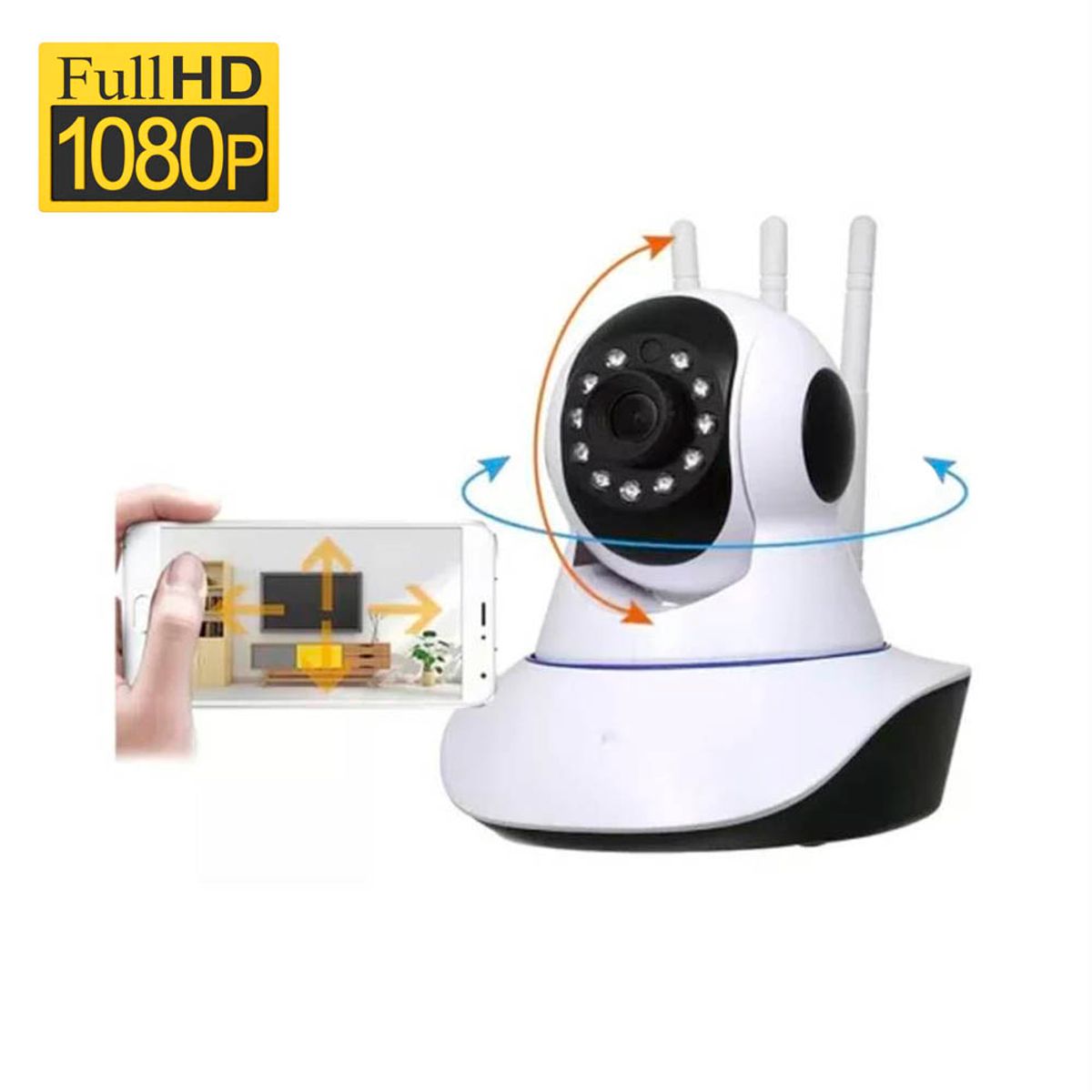 SEISA - Camara de Vigilancia Wifi 360 3 antenas Full HD 1080 Giratorio