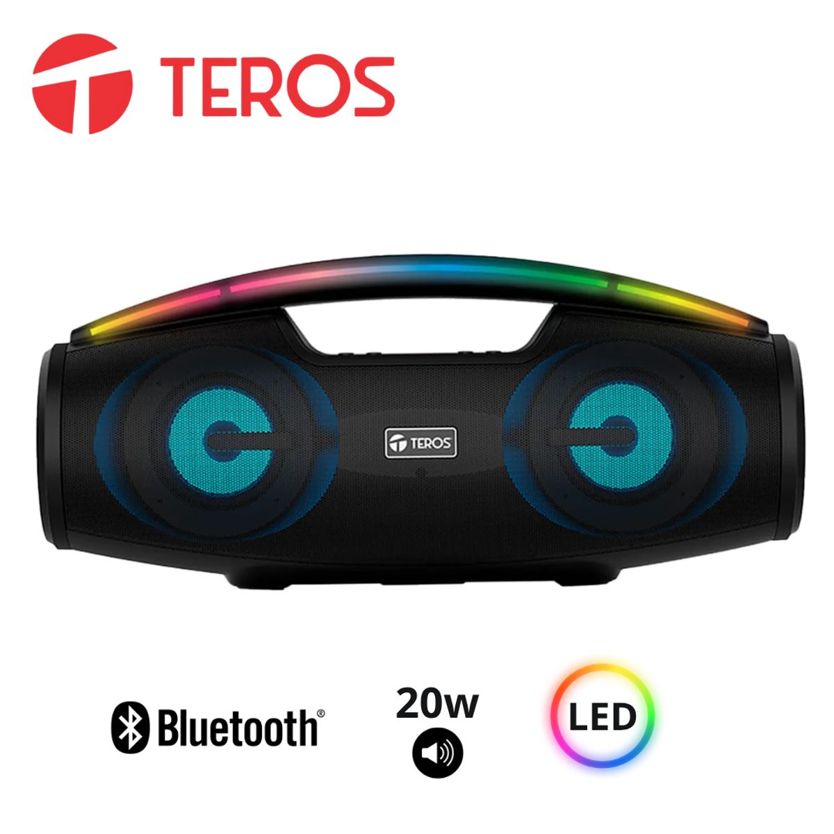 TEROS - Parlante TEROS TE-6042N, bluetooth, 20 W (2 x 10 W), 3000 mAh, negro
