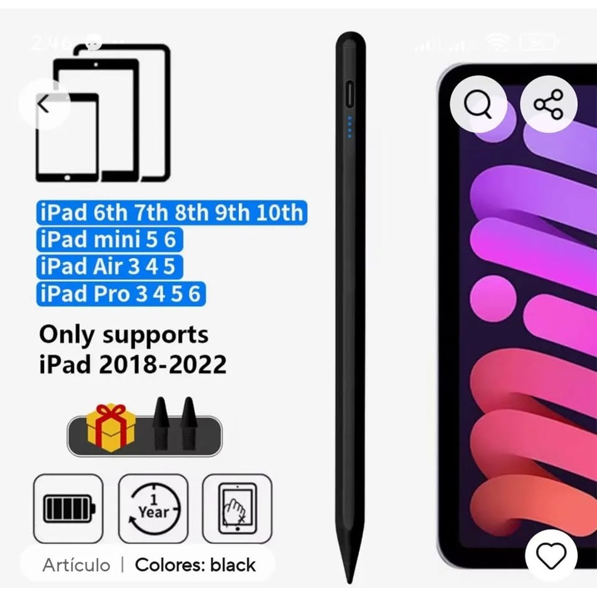 STYLUS - Lapiz Tactil stylus pen apple alternativo ipad con rechazo palma black