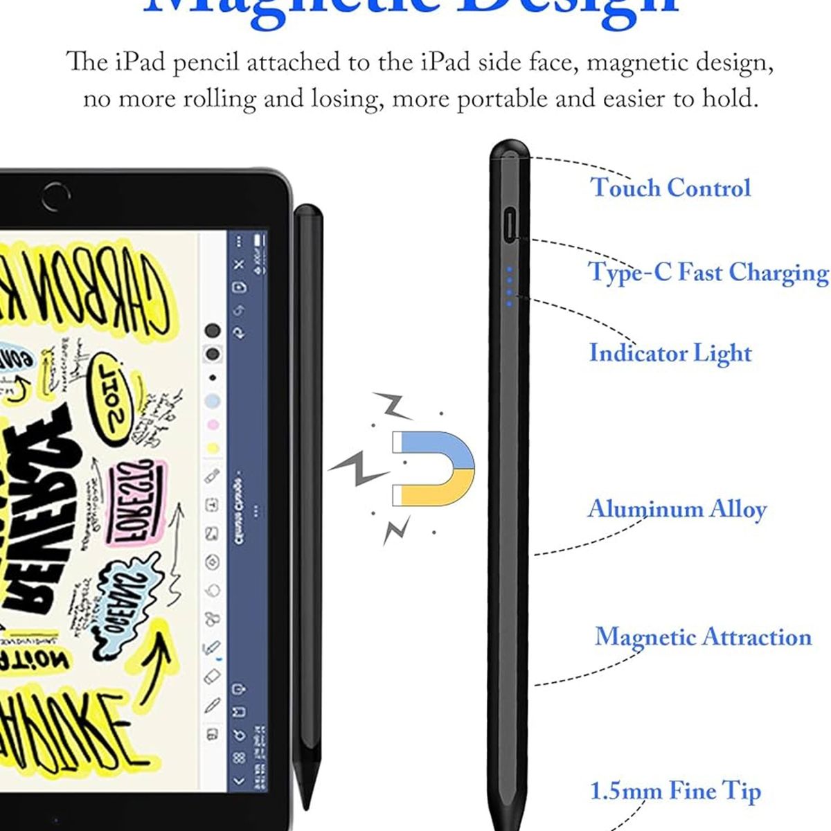 STYLUS - Lapiz Tactil stylus pen apple alternativo ipad con rechazo palma black