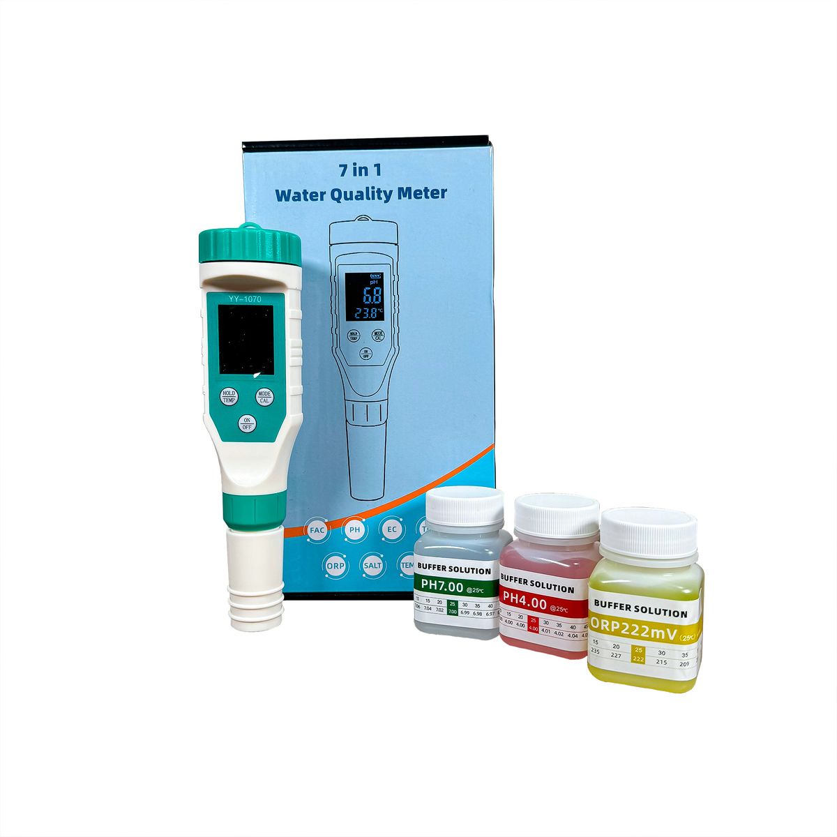 GENERICO - MEDIDOR MULTIPARAMETRO 7 EN 1 - FAC, PH, EC, TDS, ORP, SALT, T°.