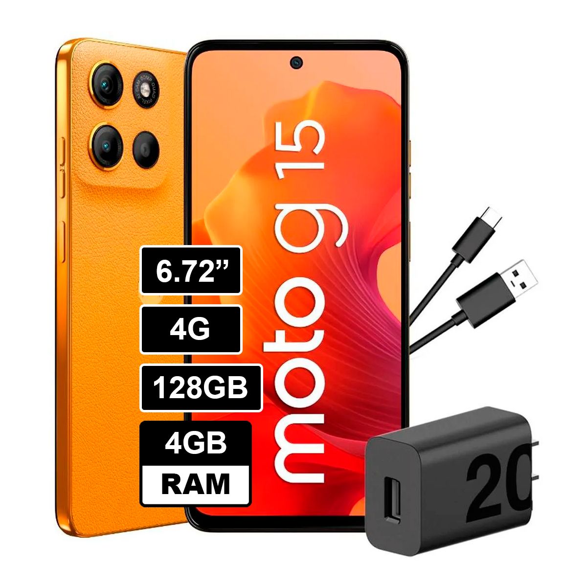 MOTOROLA - Celular Moto G15 4GB RAM - 128GB Color Naranja