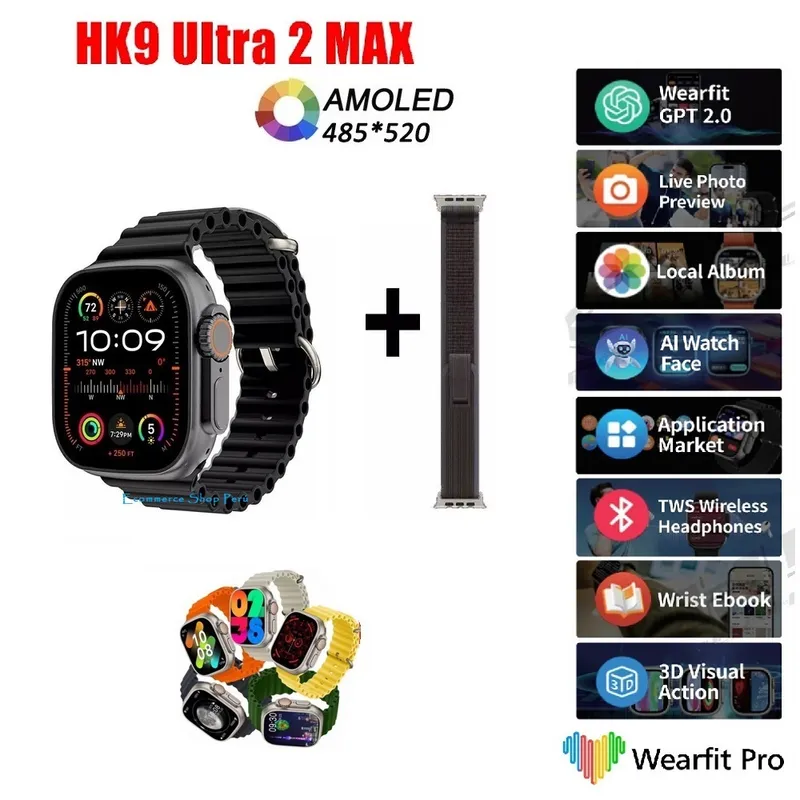 GENERICO - Smartwatch Deportivo HK9 Ultra 2 Max Full Negro