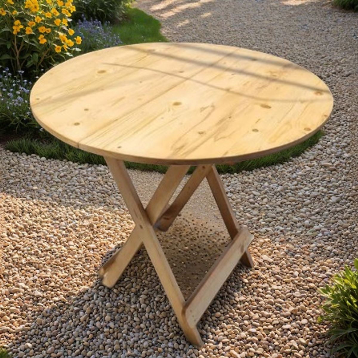 START FG - Mesa Plegable Madera Woodflex Redonda Natual Diametro 80cm