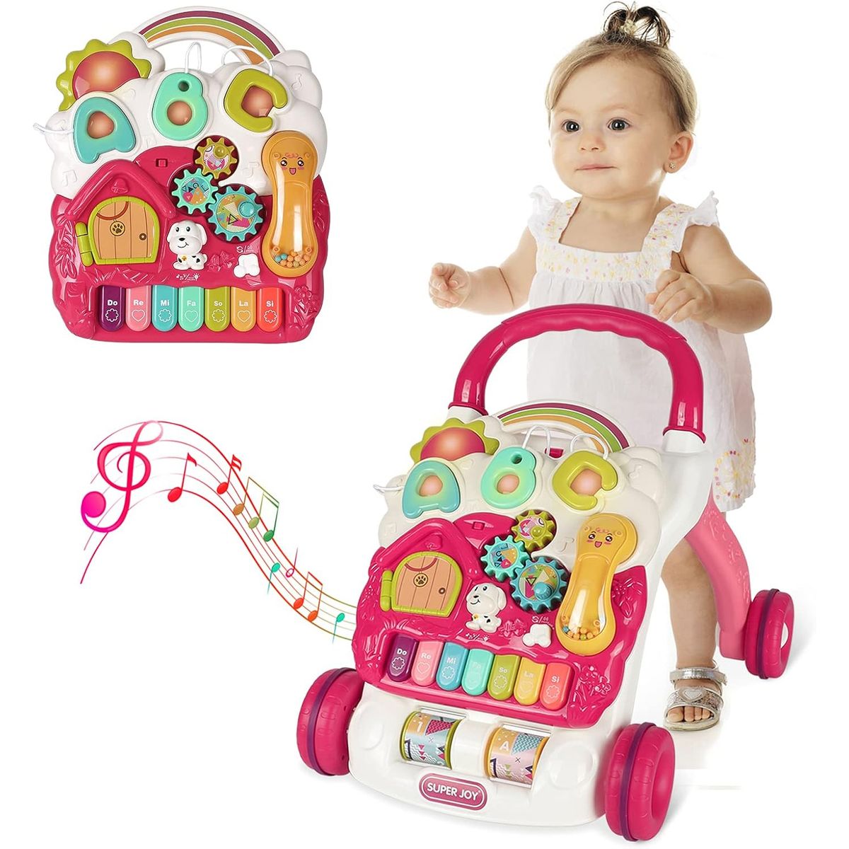 GENERICO - Caminador y Andadera Musical y luces para Bebé 4 en 1 Rojo