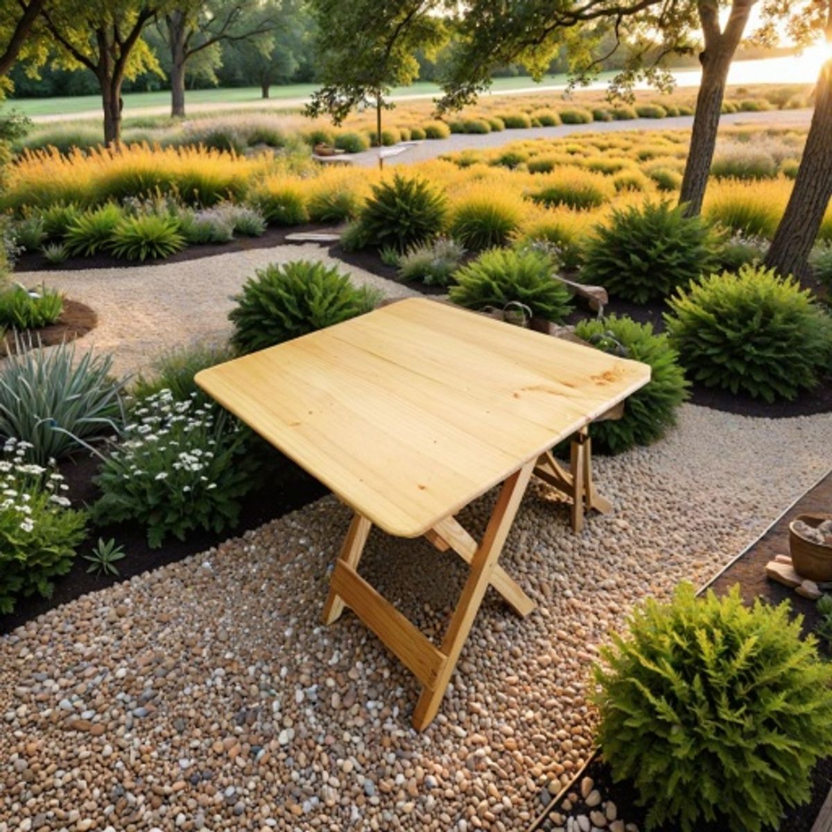 START FG - Mesa Plegable Madera Woodflex Cuadrada En Natural 60cm