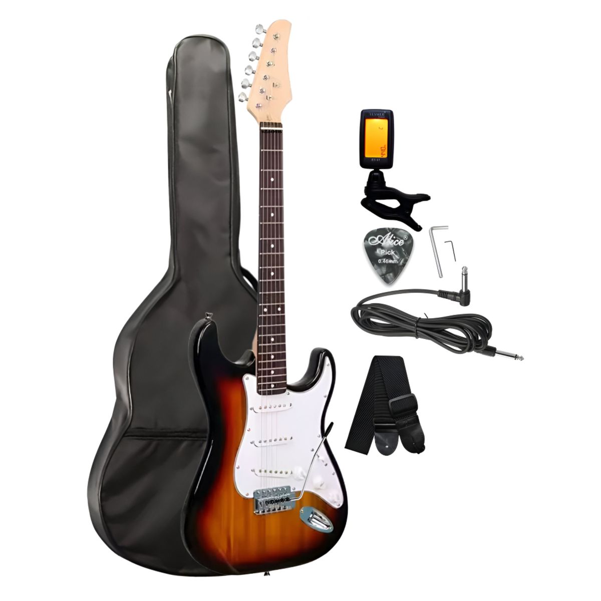 GENERICO - Guitarra eléctrica Modelo STRATOCASTER Sunburst & Accesorios