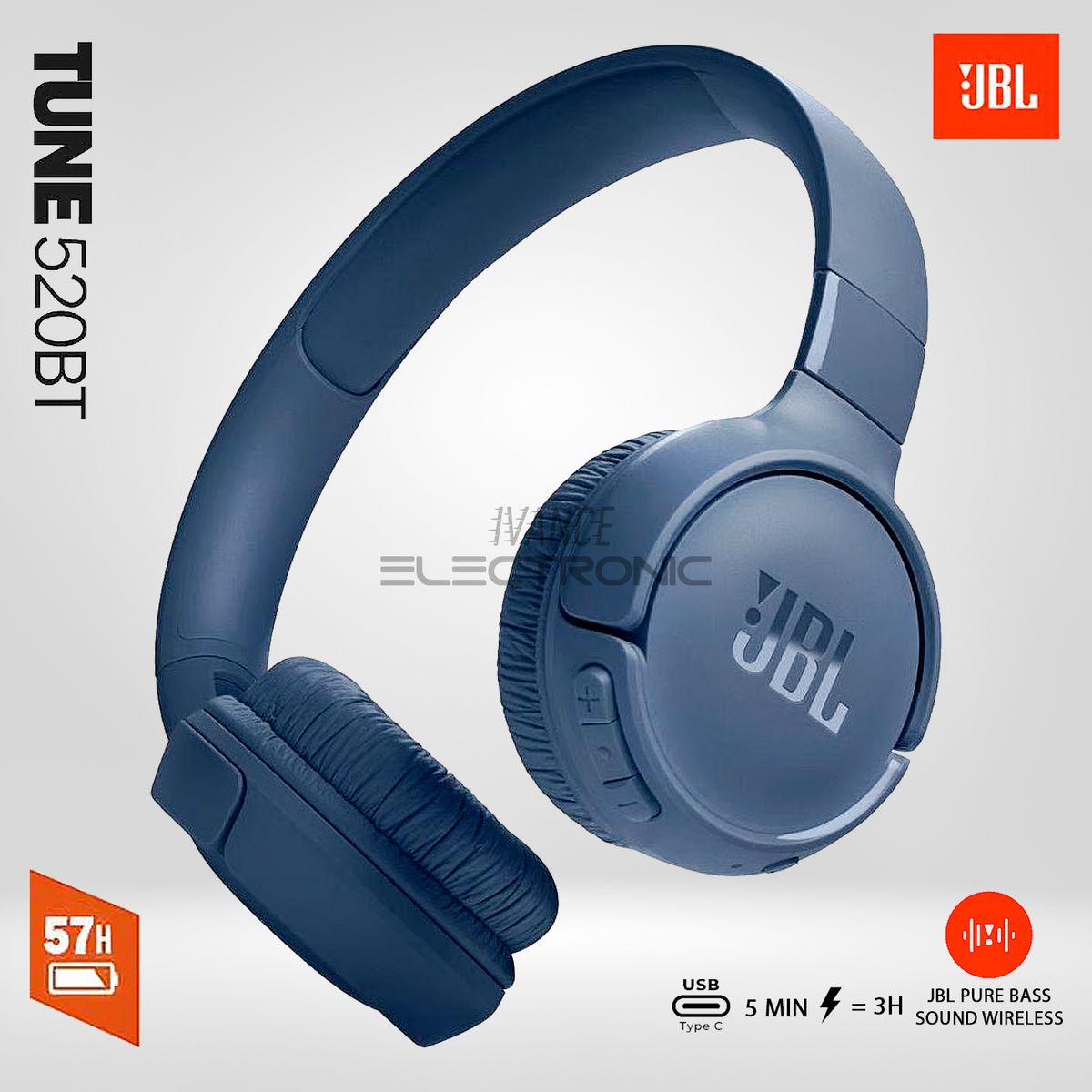 JBL - Audífonos JBL TUNE 520BT On-Ear Bluetooth 57 Horas AZUL