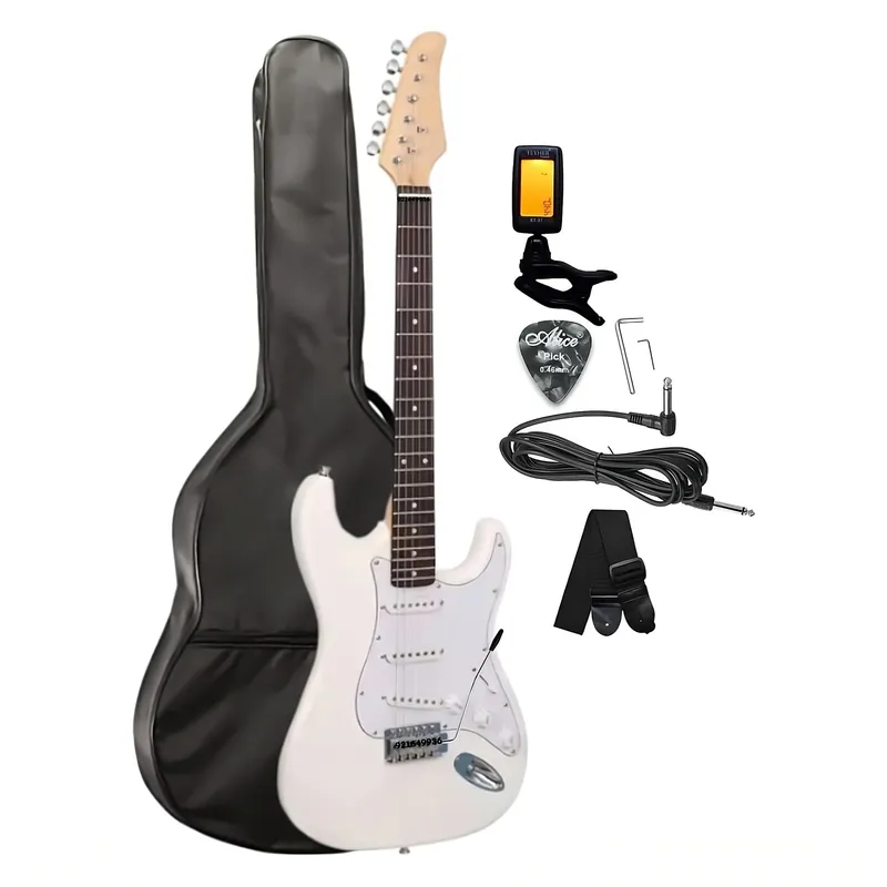 GENERICO - Guitarra eléctrica Modelo STRATOCASTER BLANCO & Accesorios