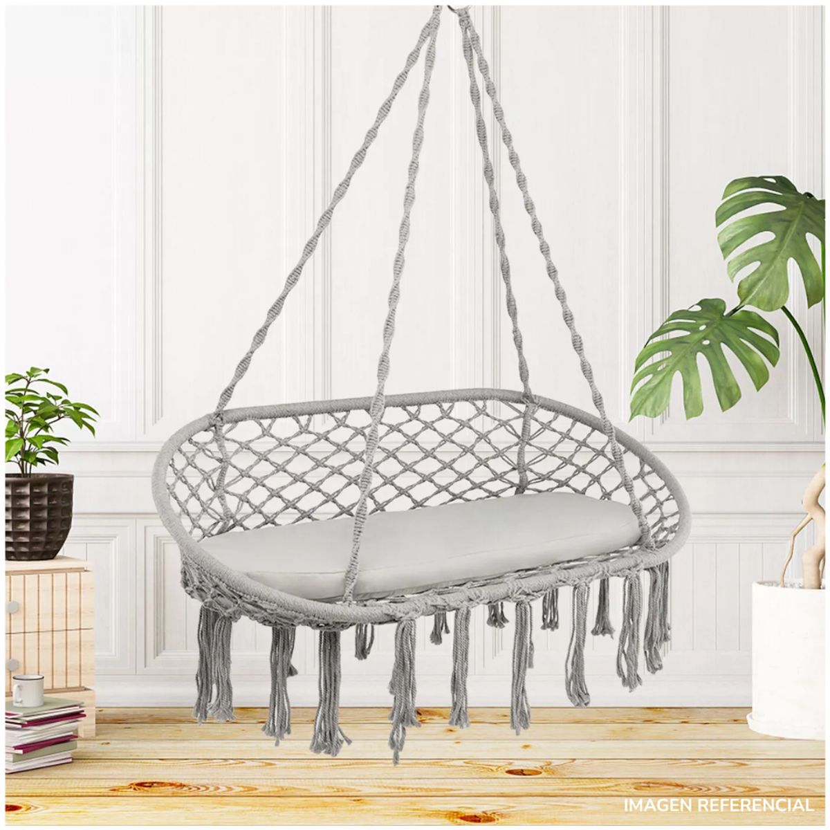 INSPIRA MARKET - Silla Hamaca Colgante Tejida Terraza Jardín Oval