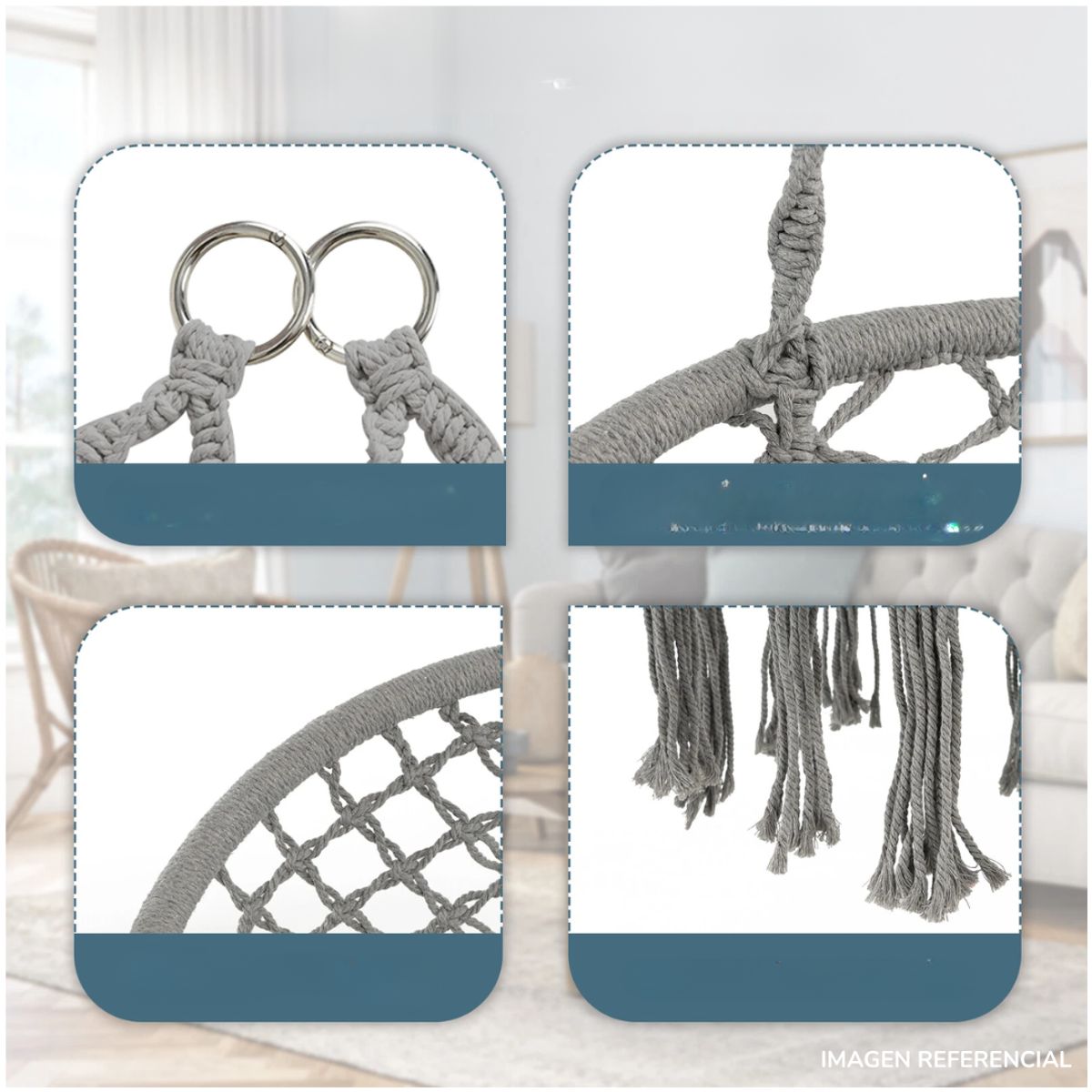 INSPIRA MARKET - Silla Hamaca Colgante Tejida Terraza Jardín Oval