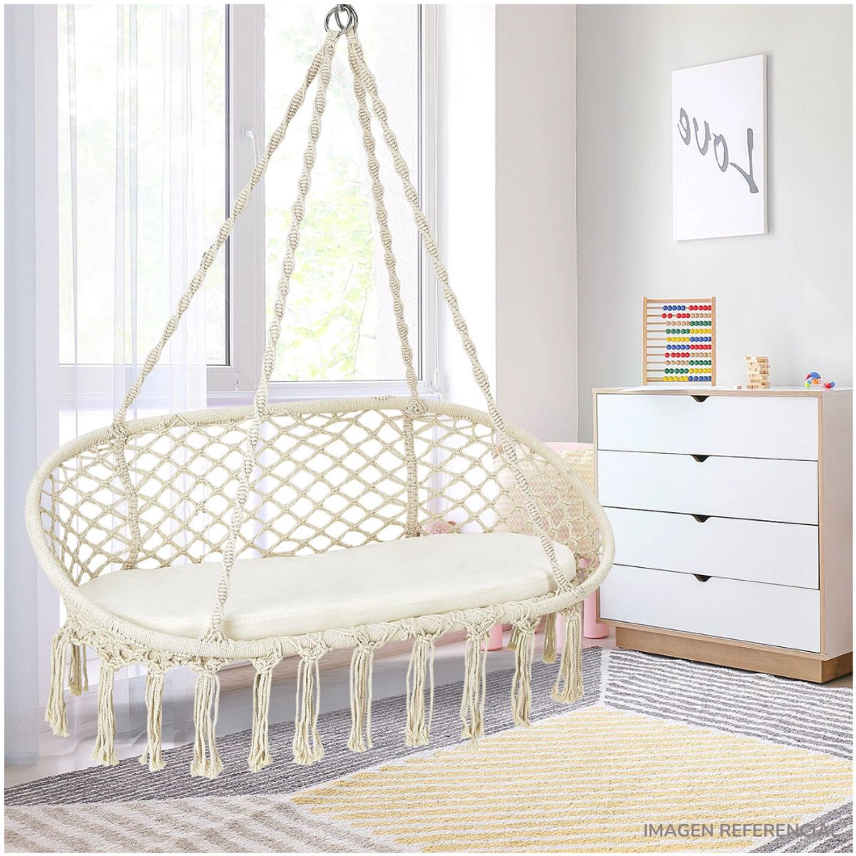 INSPIRA MARKET - Silla Hamaca Colgante Tejida Terraza Jardín Oval