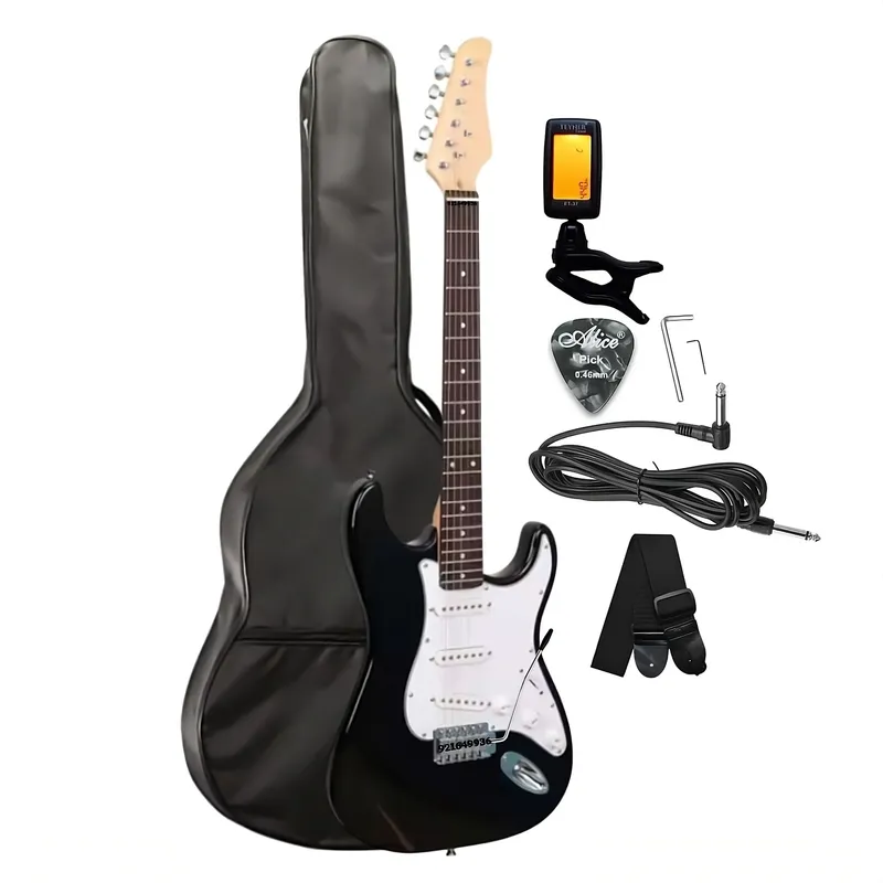 GENERICO - Guitarra eléctrica Modelo STRATOCASTER NEGRO & Accesorios