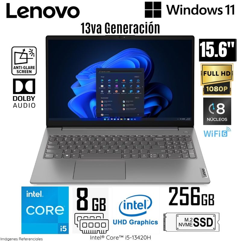 LENOVO - Laptop Lenovo V15 G4 IRU Intel Core i5-13420H 8GB RAM 256GB SSD 15.6"  FHD - 83A100GKLM