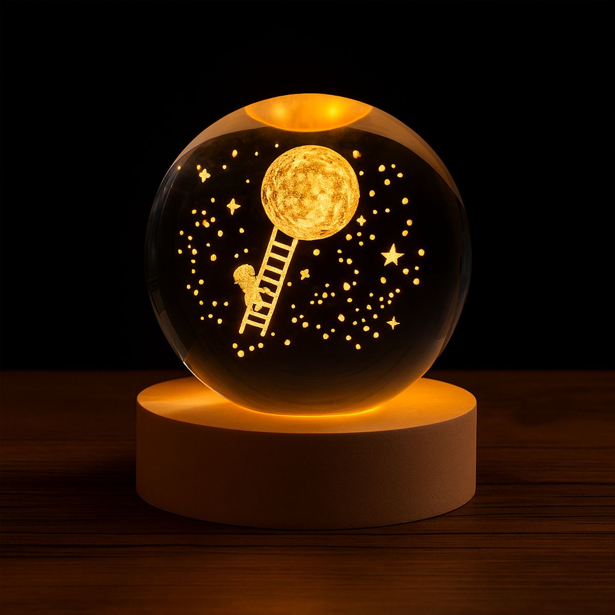 GENERICO - Lámpara Esfera Cristal Saturno Cósmico