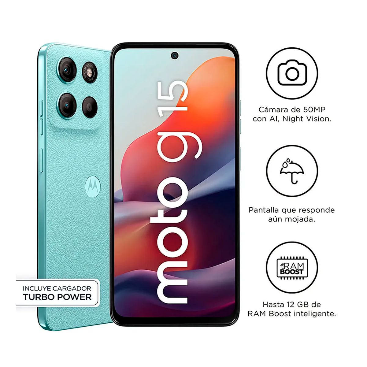 MOTOROLA - Celular Moto G15 4GB RAM - 128 Gb Color Celeste