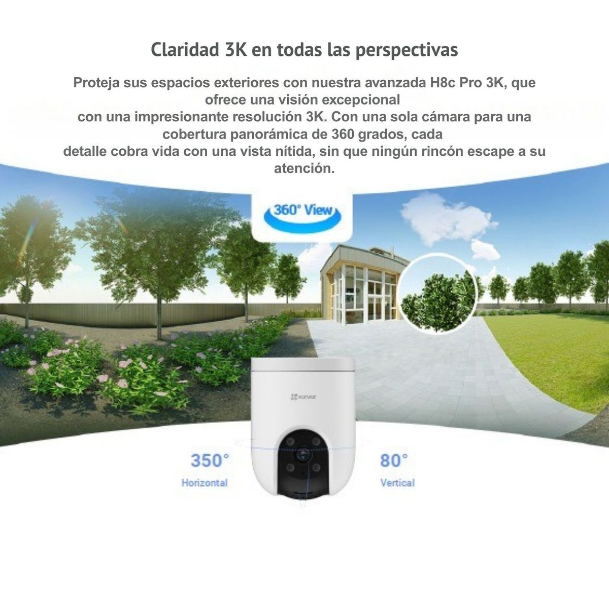 EZVIZ - Cámara WiFi EZVIZ H8c Pro 3K 5MP Full Color con IA