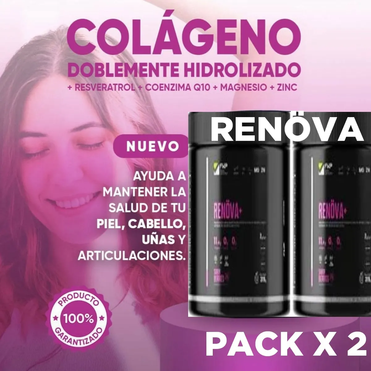 GENERICO - COLAGENO RENÖVA ORIGINAL + PÉPTIDOS ACTIVOS PACK X 2 POTES - C/U 315GR