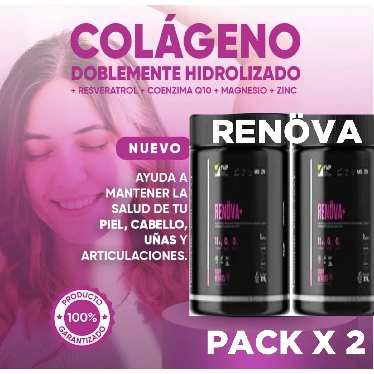 GENERICO - COLAGENO RENÖVA ORIGINAL + PÉPTIDOS ACTIVOS PACK X 2 POTES - C/U 315GR