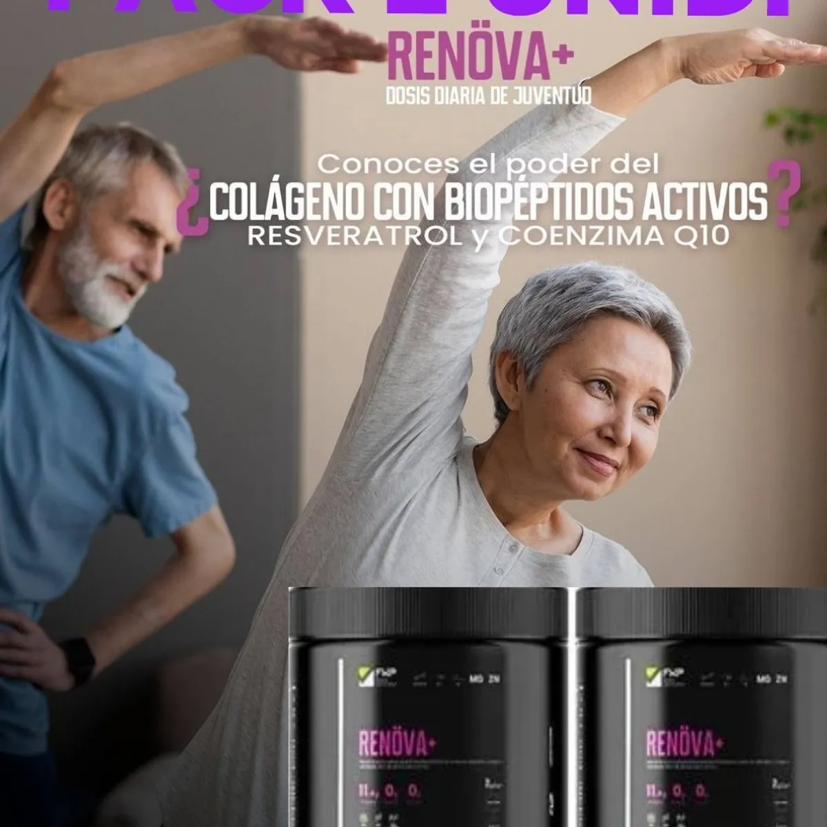 GENERICO - COLAGENO RENÖVA ORIGINAL + PÉPTIDOS ACTIVOS PACK X 2 POTES - C/U 315GR