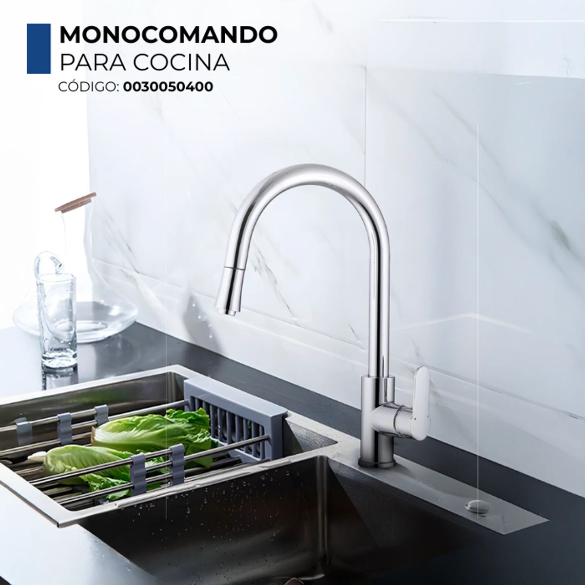 FRATELLI - MEZCLADORA MONOCOMANDO PARA COCINA CROMADO