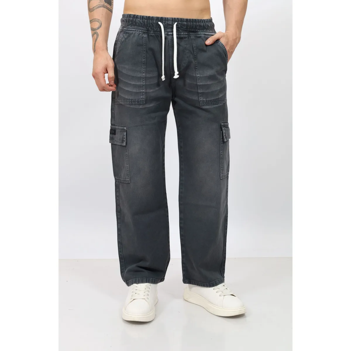QH - Pantalón Cargo Clásico Hombre  Denim